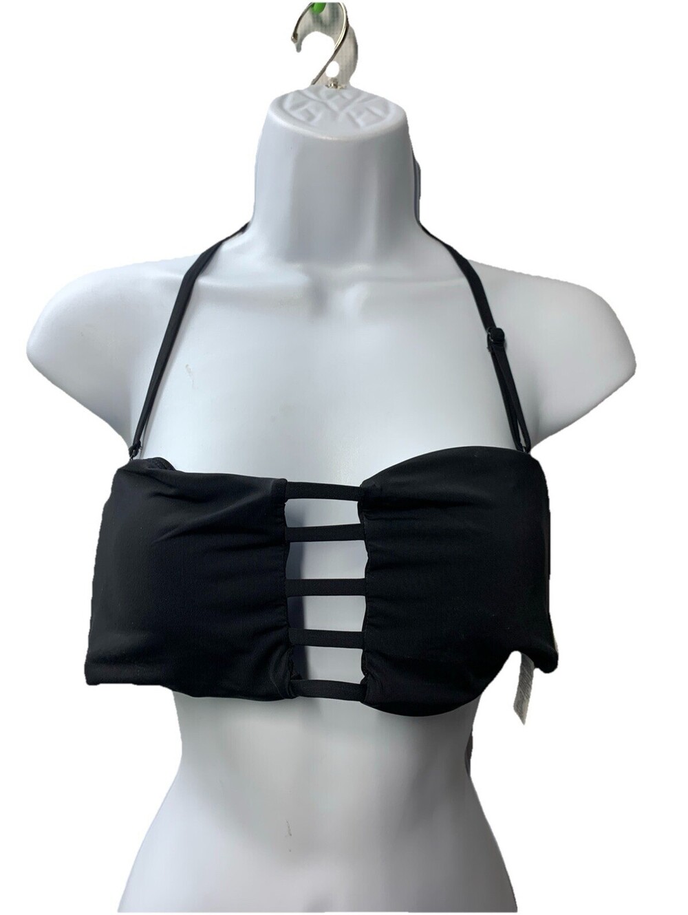 Roxy Women's Bandeau w/Lattice Bikini Top Removable Strap & Pads Swimwear Black